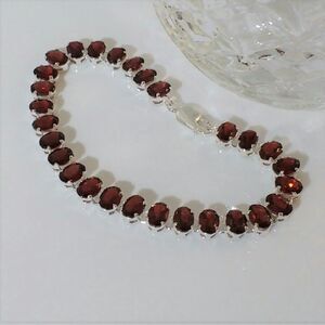 Garnet Bracelet 26 Carats tw Sterling Silver